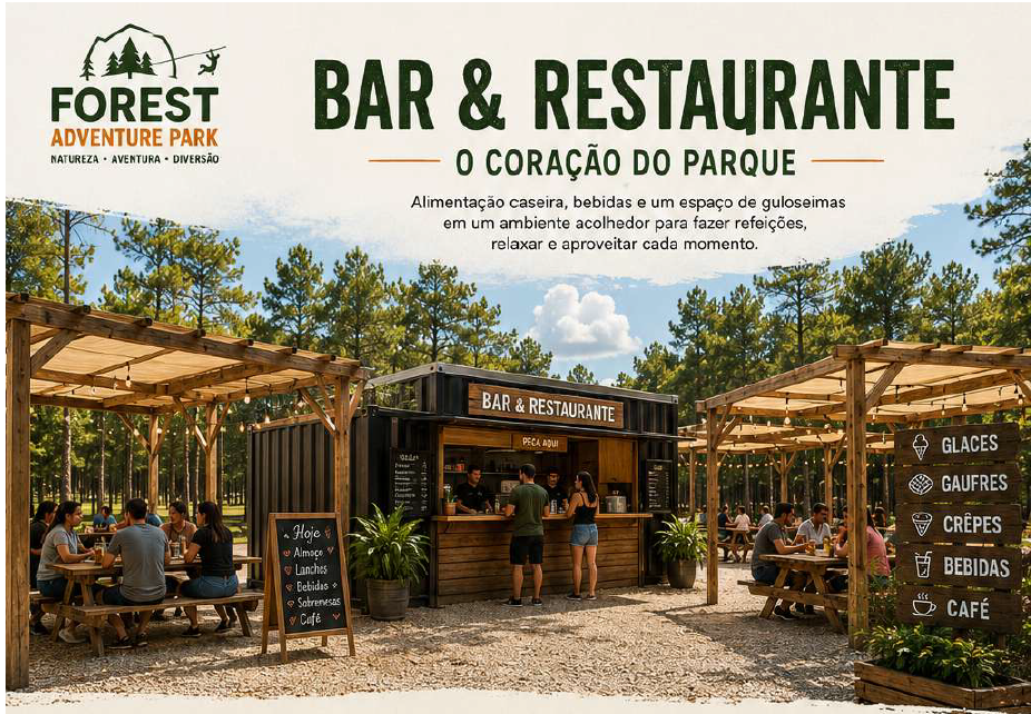 Conceito do Bar e Restaurante do Forest Adventure Park